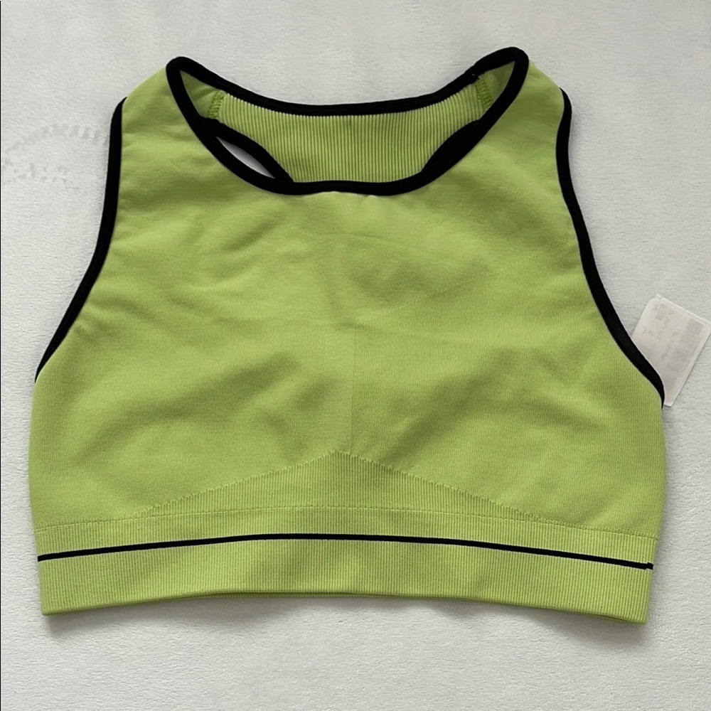 NWT Koral, Duplo Exce, Green/Citrus Sleeveless Crop Workout top, size M